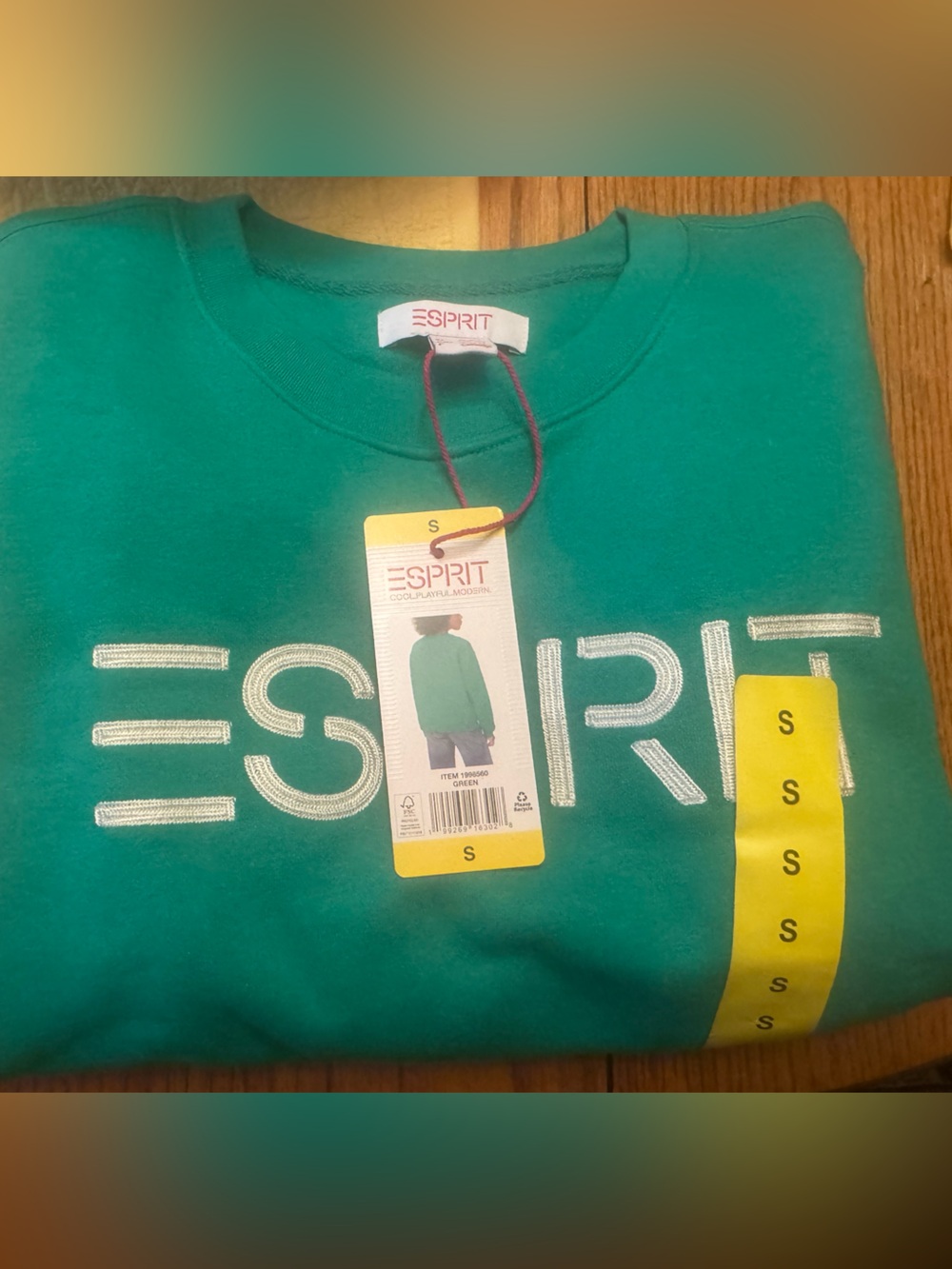 Esprit Teal Logo Crewneck Sweatshirt Small